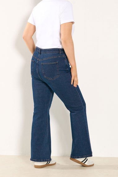 Yours Curve Mid Blue Wash Flare Stretch Jeans