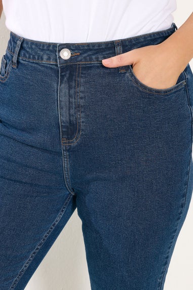 Yours Curve Mid Blue Wash Flare Stretch Jeans