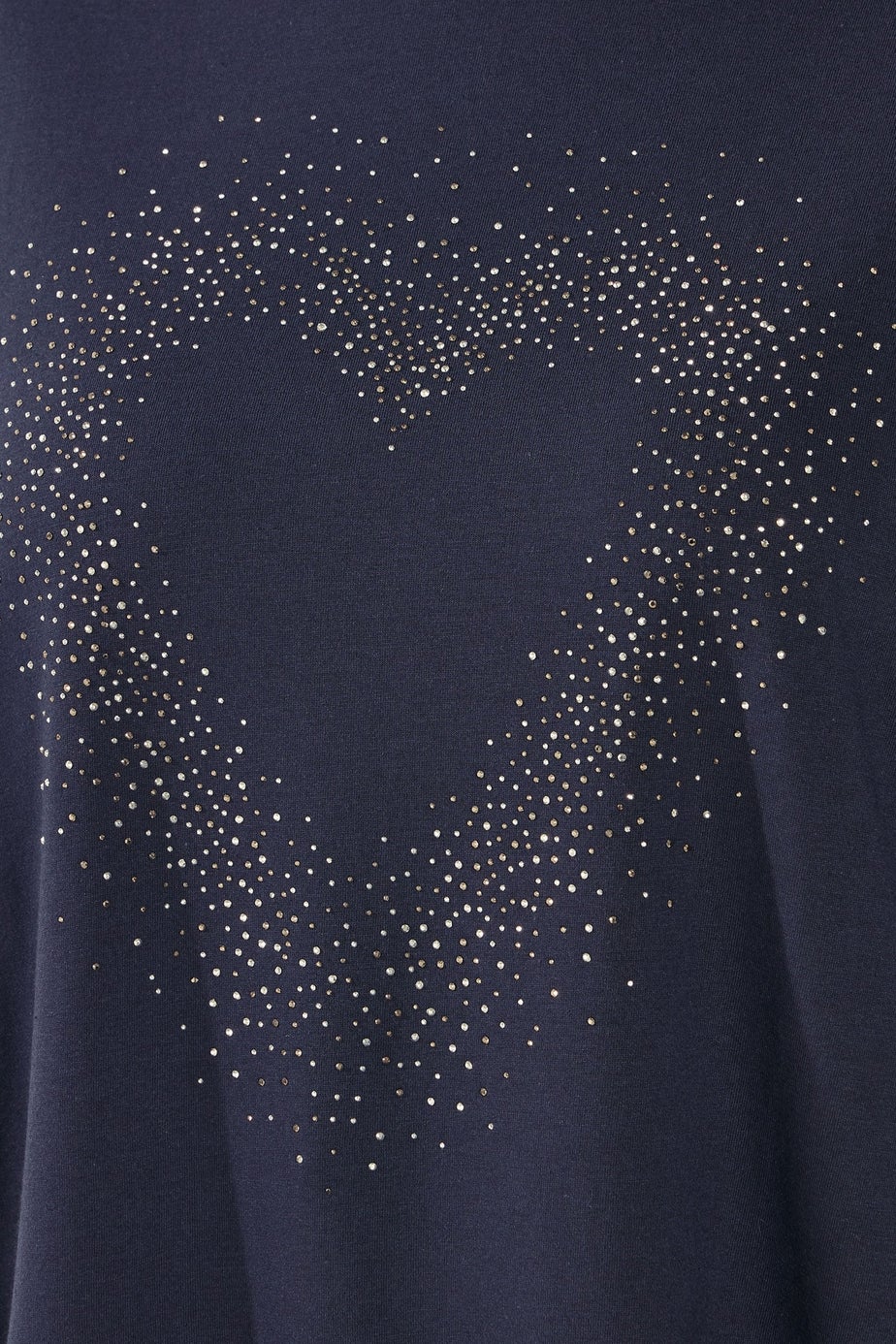 Yours Curve Navy Blue Studded Heart T-Shirt