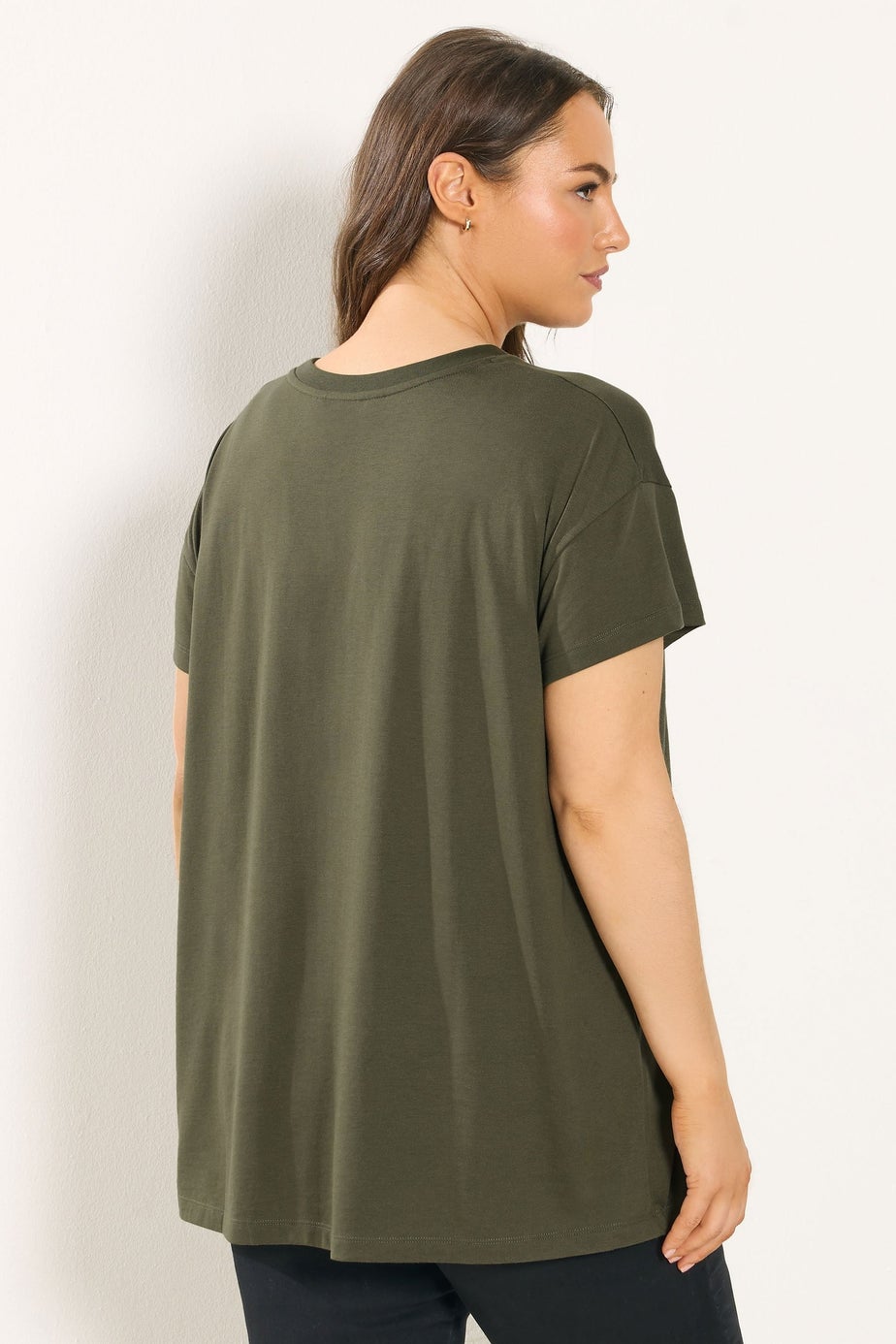 Yours Curve Khaki Green Studded Heart T-Shirt