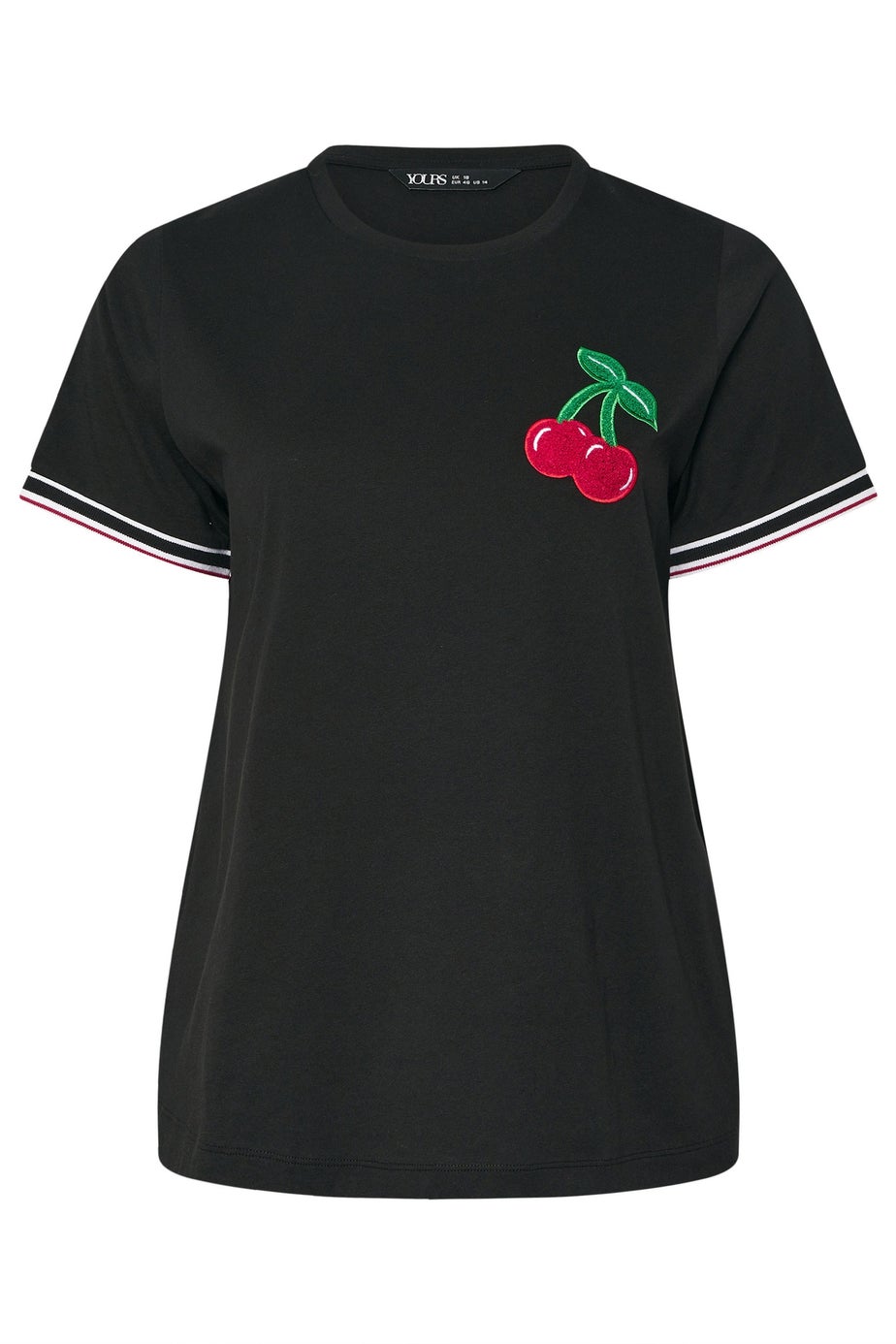 Yours Curve Black Cherry Varsity Trim T-Shirt