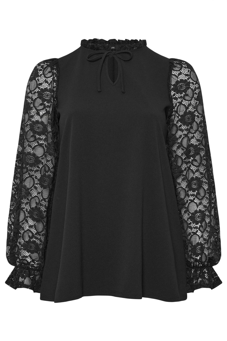 Yours Curve Black Lace Long Sleeve Top
