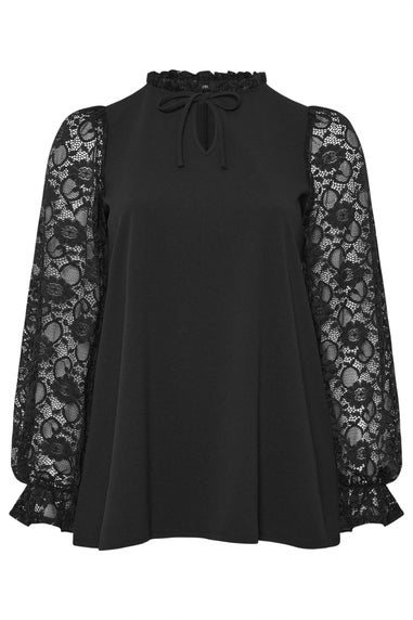 Yours Curve Black Lace Long Sleeve Top