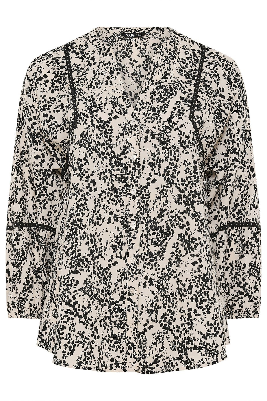 Yours Curve Cream Spot Stud Detail Blouse