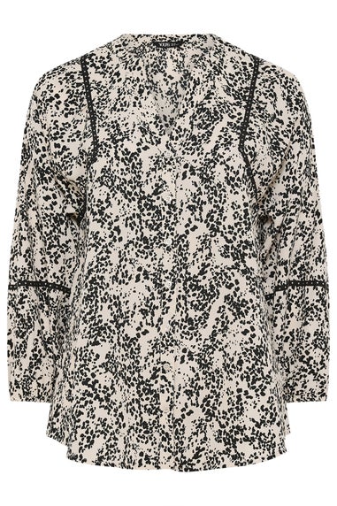 Yours Curve Cream Spot Stud Detail Blouse