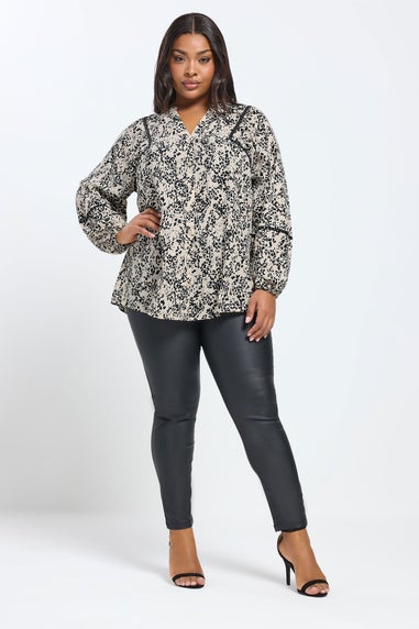 Yours Curve Cream Spot Stud Detail Blouse