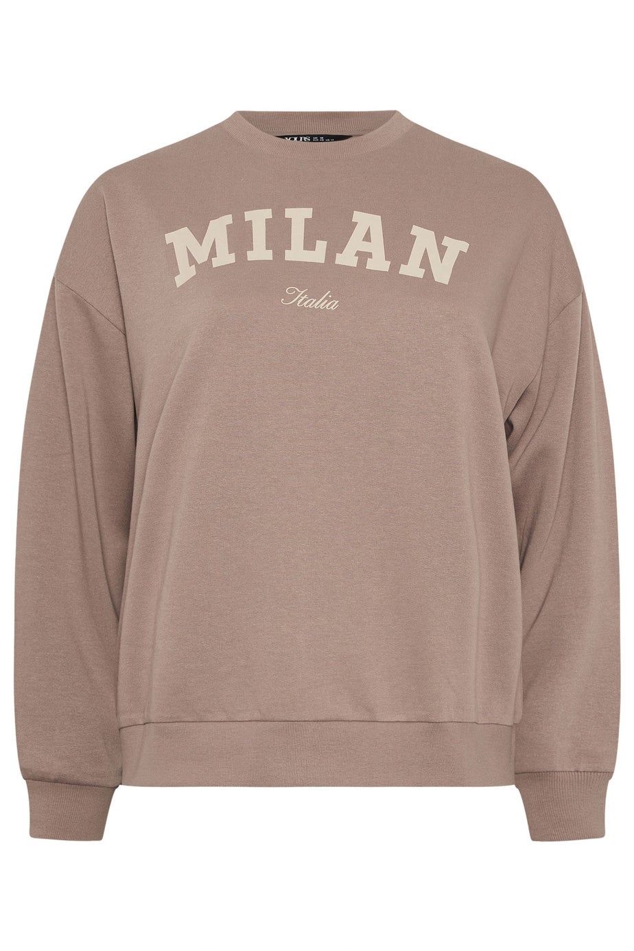 Yours Curve Brown 'Milan' Slogan Sweatshirt