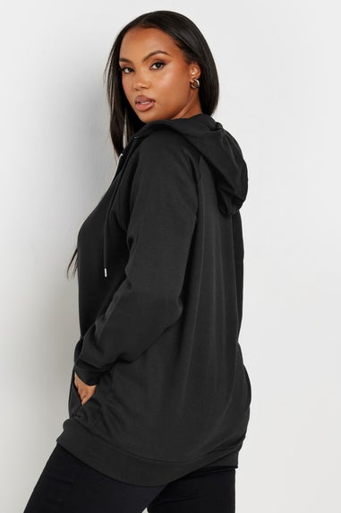 Yours Curve Black Essential Zip Through Hoodie