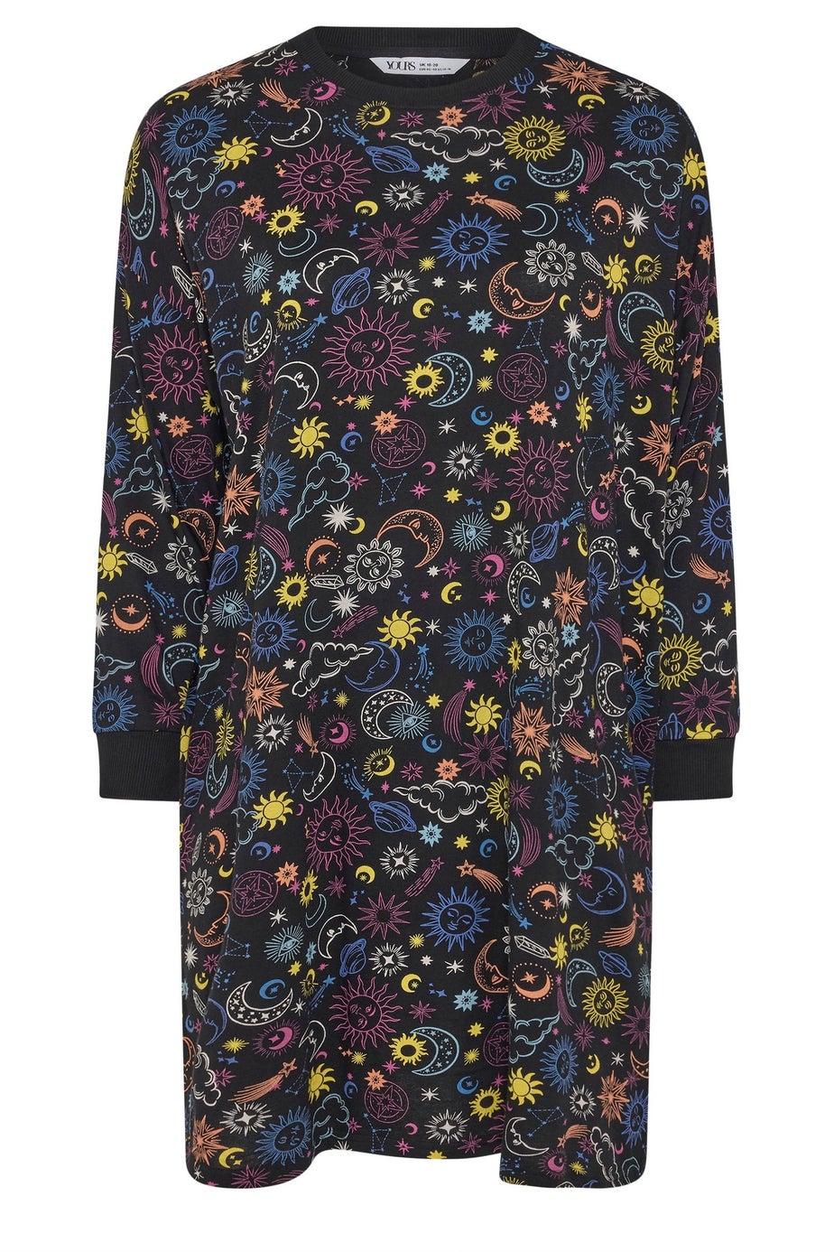 Yours Curve Black Celestial Long Sleeve Nightdress