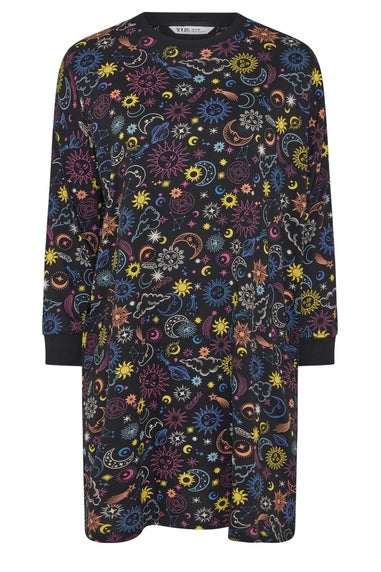Yours Curve Black Celestial Long Sleeve Nightdress