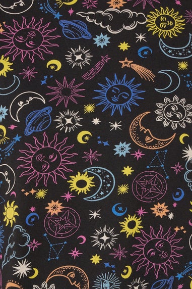 Yours Curve Black Celestial Long Sleeve Nightdress