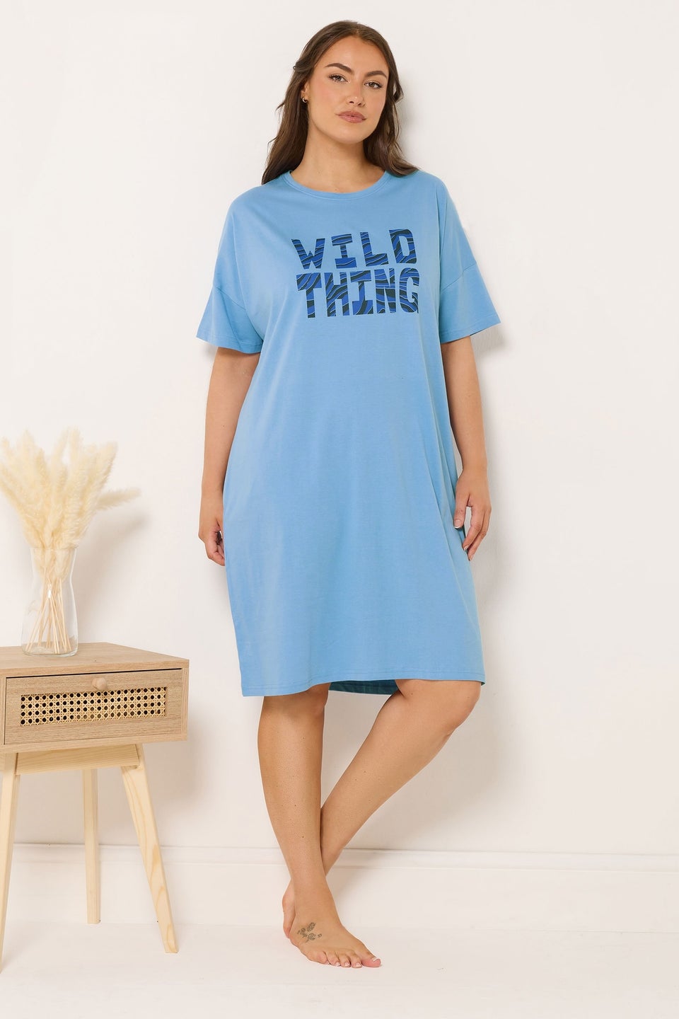 Yours 2 Pack Curve Blue 'Wild Thing' Sleep Tee Nightdresses