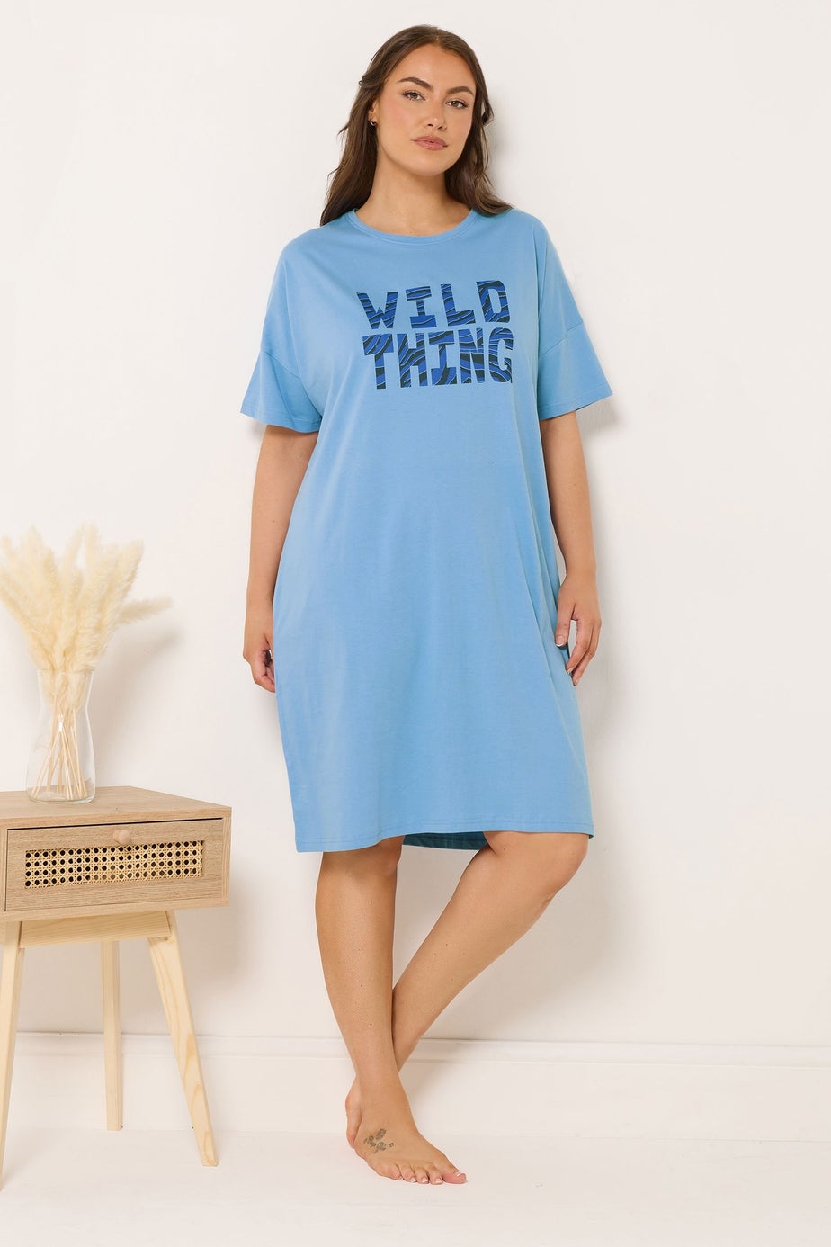 Yours 2 Pack Curve Blue 'Wild Thing' Sleep Tee Nightdresses