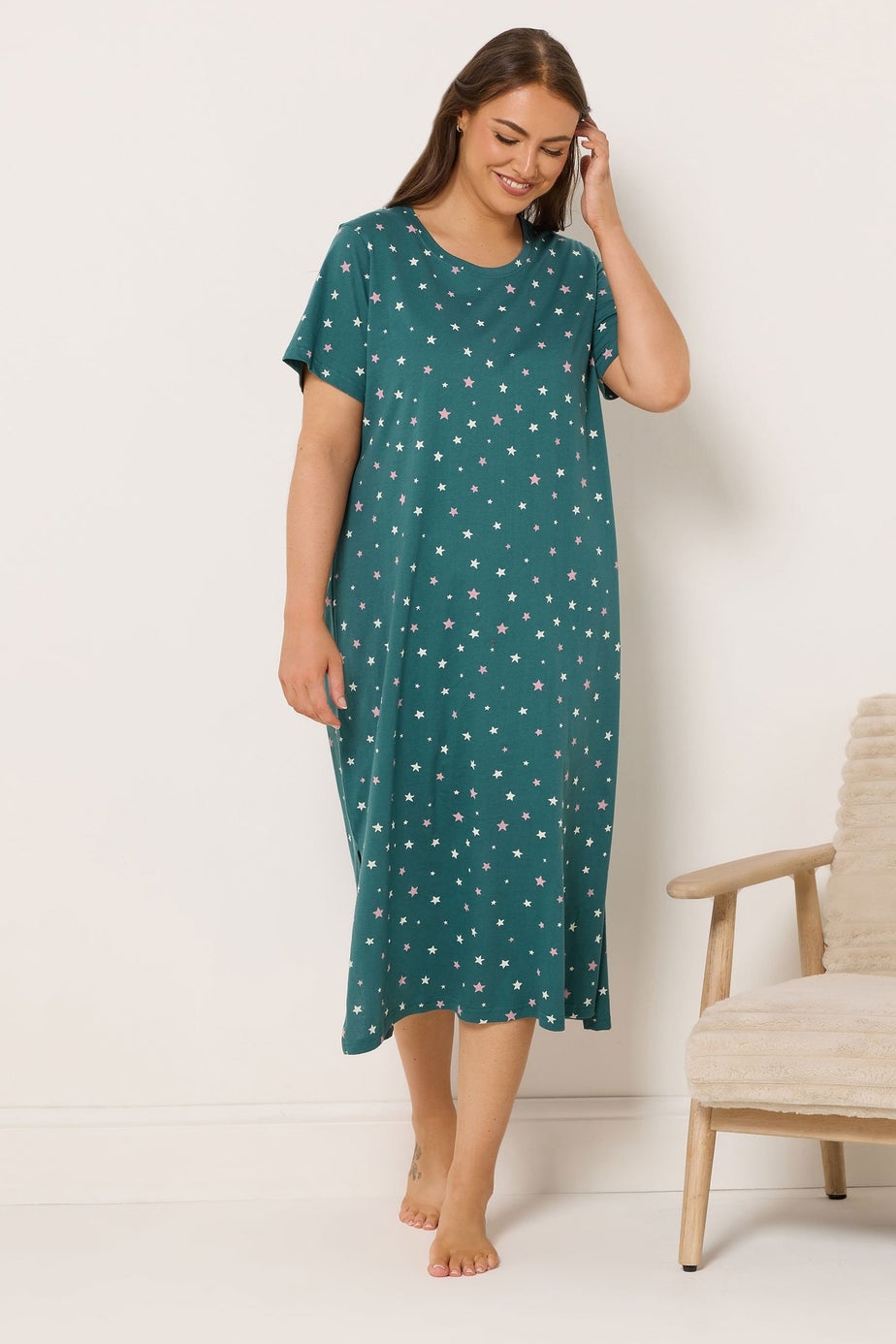 Yours Curve 2 Pack Black 'Winter Cuddles' Midaxi Nightdresses