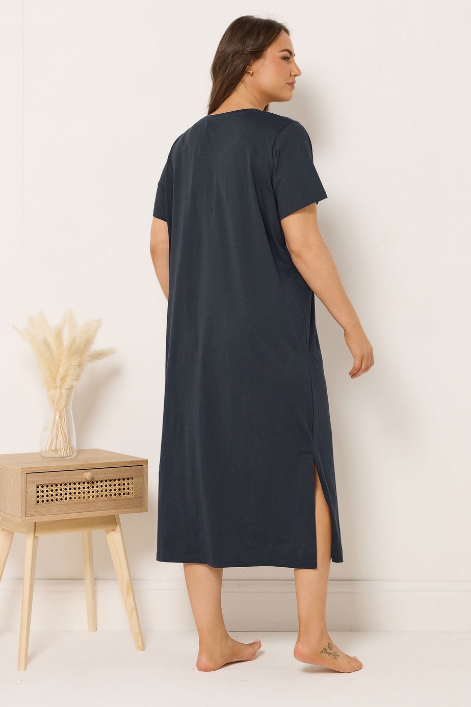 Yours 2 Pack Curve Navy Blue 'Ciao Bella' Midaxi Nightdresses