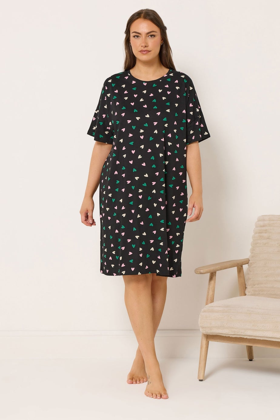 Yours 2 Pack Curve Grey 'Pasta Club' Sleep Tee Nightdresses