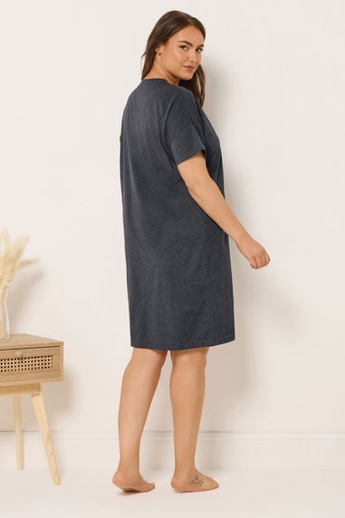 Yours 2 Pack Curve Grey 'Pasta Club' Sleep Tee Nightdresses