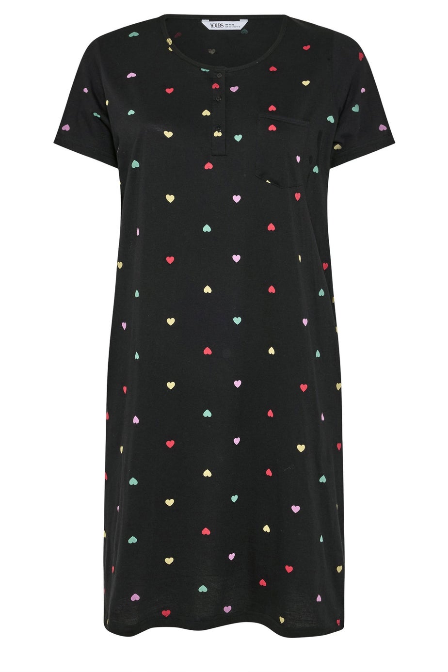 Yours Curve Black Heart Placket Nightdress