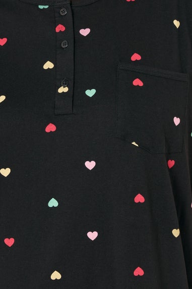 Yours Curve Black Heart Placket Nightdress