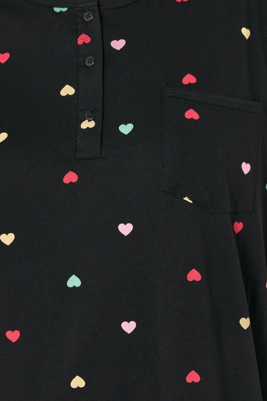 Yours Curve Black Heart Placket Nightdress