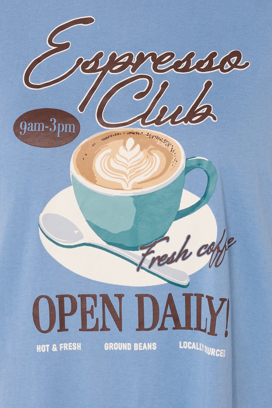 Yours Curve Blue 'Espresso Club' Long Sleeve Nightdress
