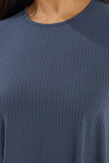 Yours Curve Slate Grey Ribbed Swing Top
