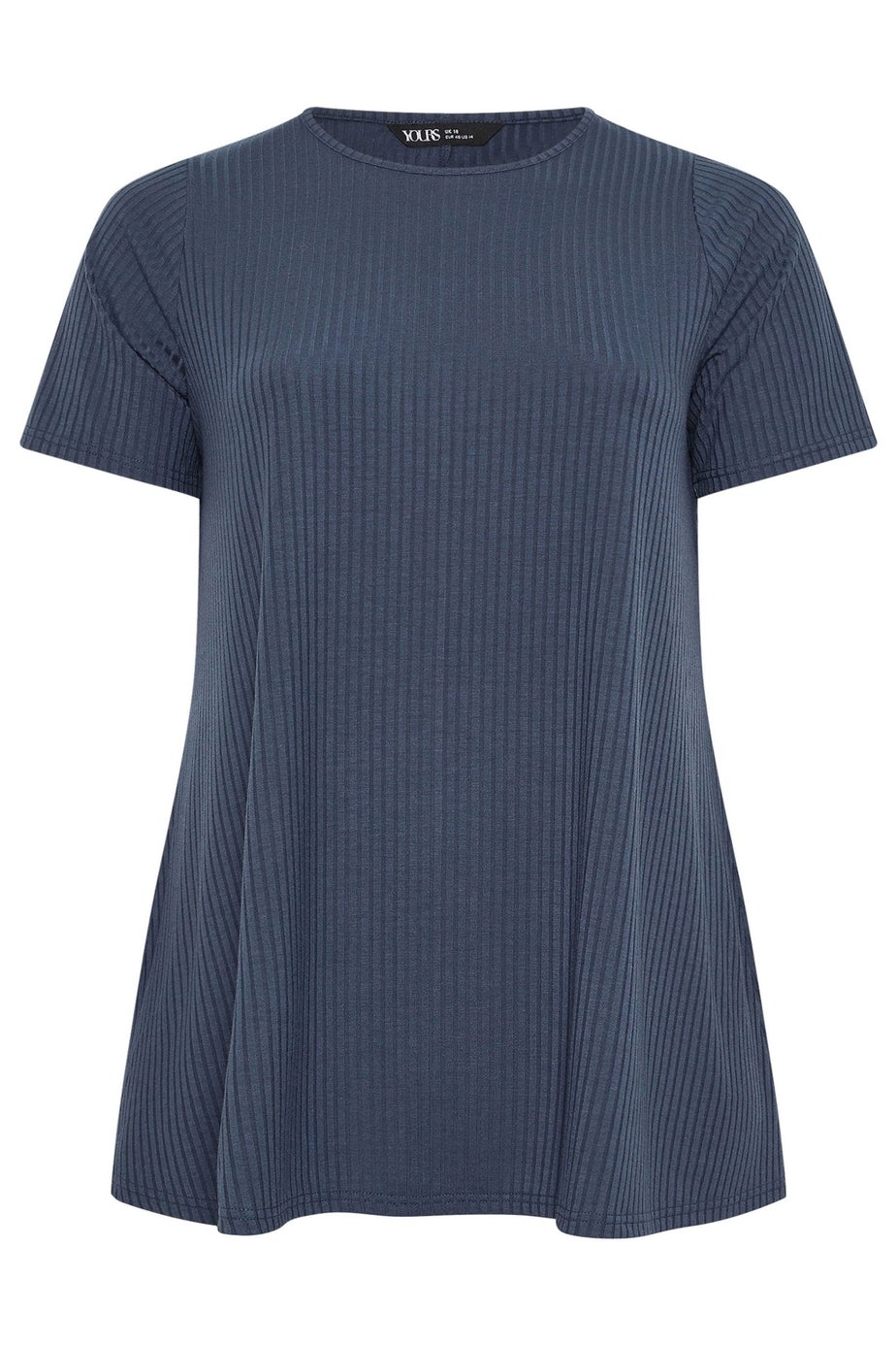 Yours Curve Slate Grey Ribbed Swing Top
