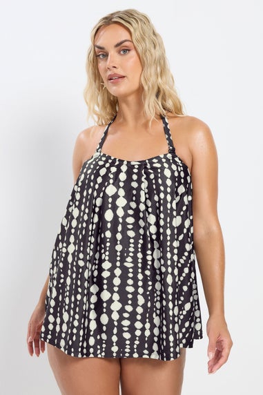 Yours Curve Black Spot Print Tankini Top