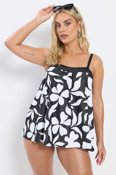Yours Curve Black Floral Print Tankini Top