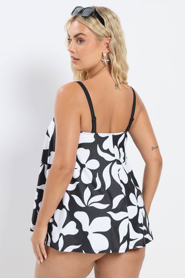 Yours Curve Black Floral Print Tankini Top