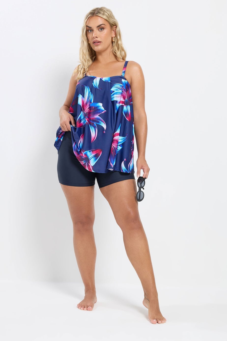 Yours Curve Navy Blue Swim Shorts