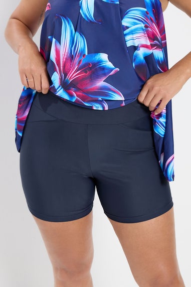 Yours Curve Navy Blue Swim Shorts
