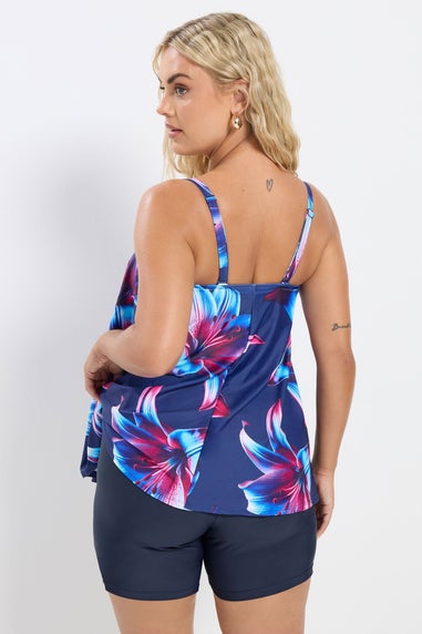 Yours Curve Navy Blue Swim Shorts