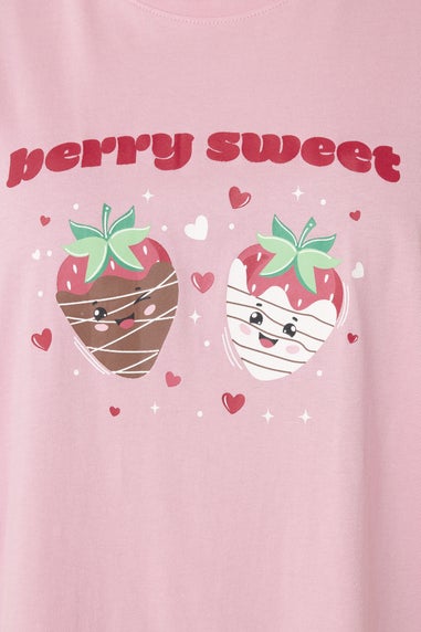 Yours Curve Pink 'Berry Sweet' Wide Leg Pyjama Set