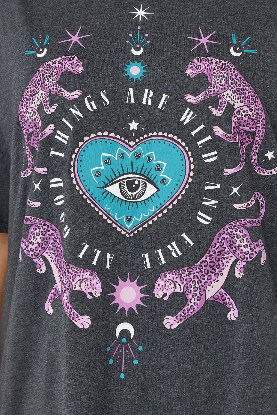 Yours Curve Charcoal Grey 'Wild And Free' Leopard Wide Leg Pyjama Set