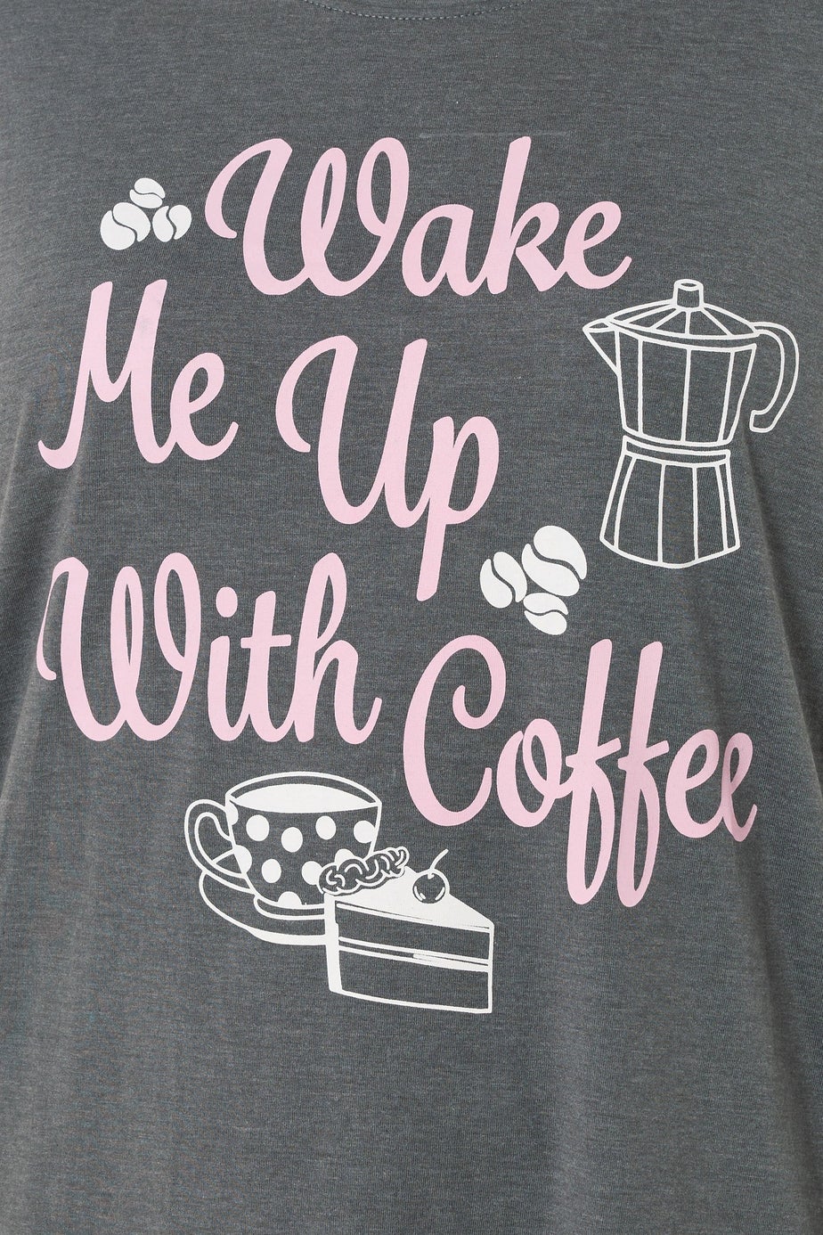 Yours 2 Pack Curve Grey 'Wake Me Up With Coffee' Nightdresses