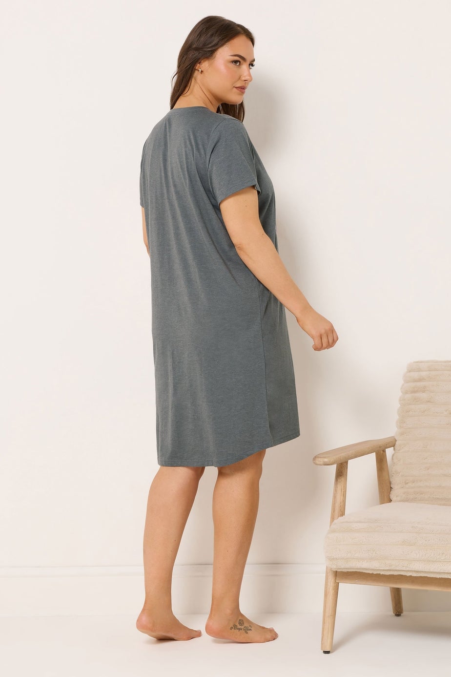 Yours 2 Pack Curve Grey 'Wake Me Up With Coffee' Nightdresses