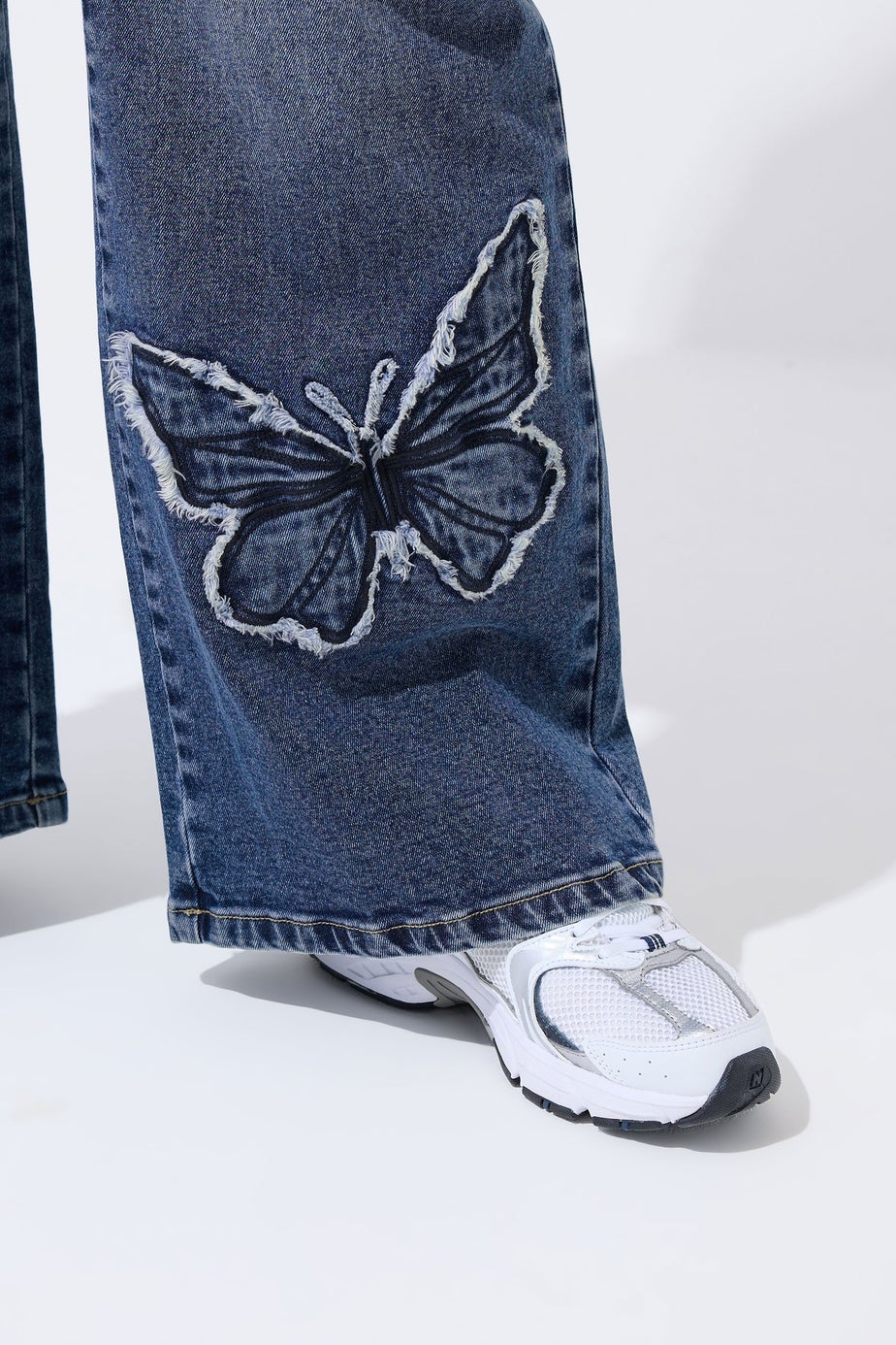 Yours Limited Curve Indigo Blue Denim Butterfly Embroidered Jeans
