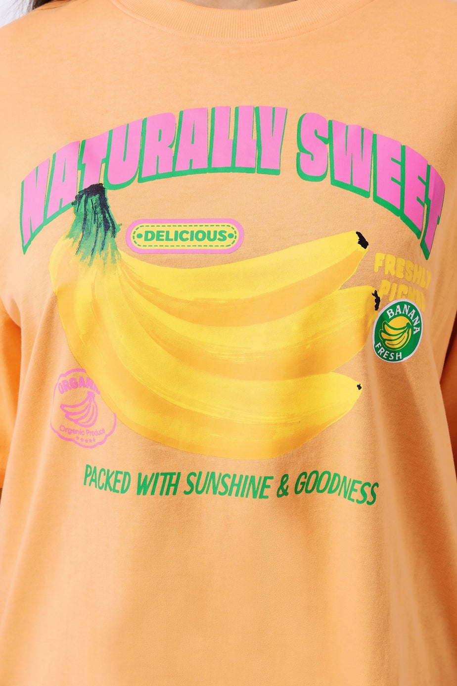 Yours Limited Curve Orange 'Naturally Sweet' Slogan T-Shirt