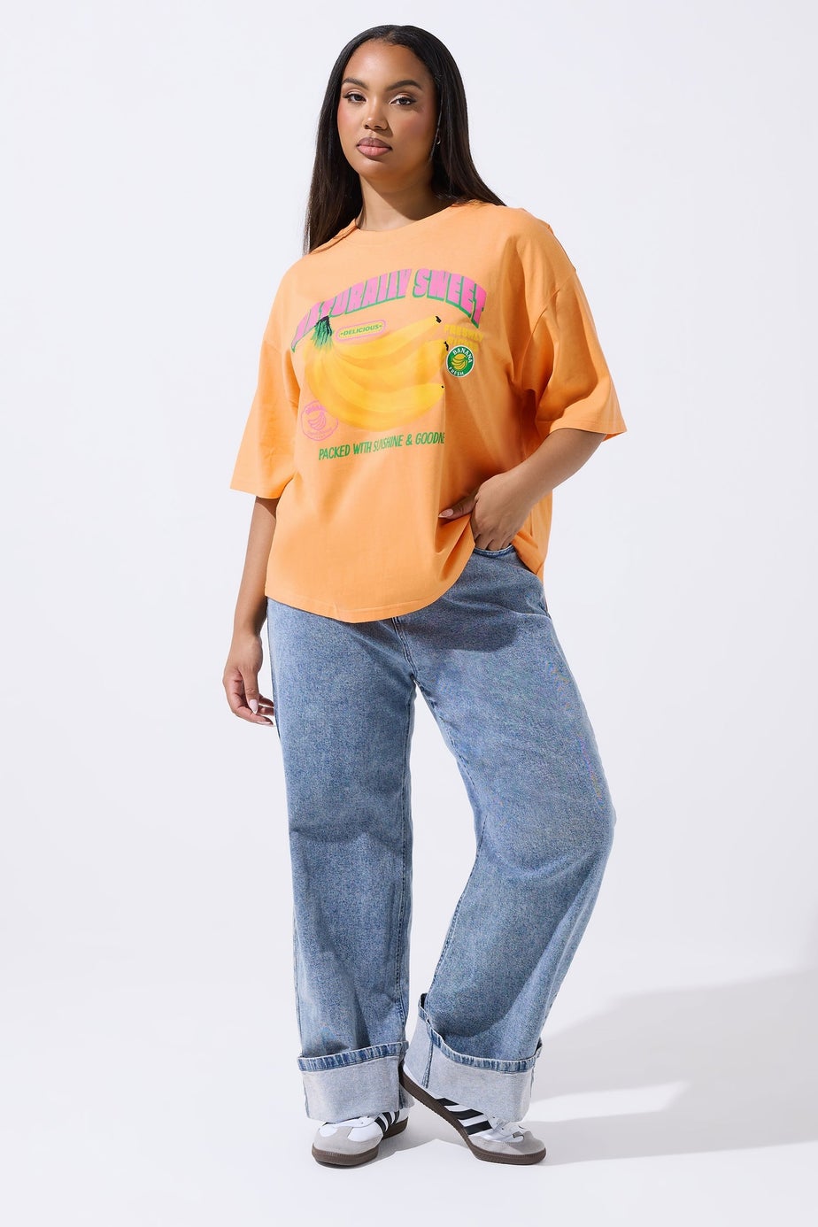 Yours Limited Curve Orange 'Naturally Sweet' Slogan T-Shirt