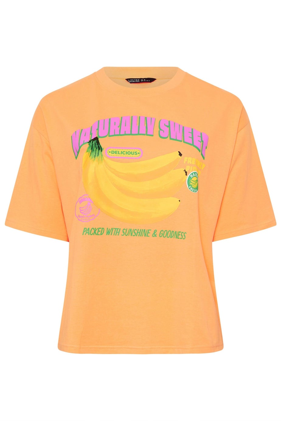 Yours Limited Curve Orange 'Naturally Sweet' Slogan T-Shirt