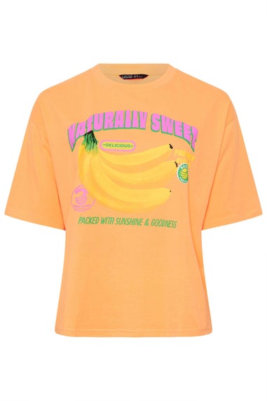 Yours Limited Curve Orange 'Naturally Sweet' Slogan T-Shirt