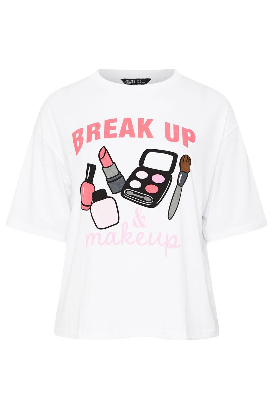Yours Limited Curve White 'Break Up Makeup' Graphic T-Shirt