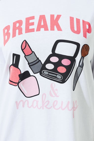 Yours Limited Curve White 'Break Up Makeup' Graphic T-Shirt
