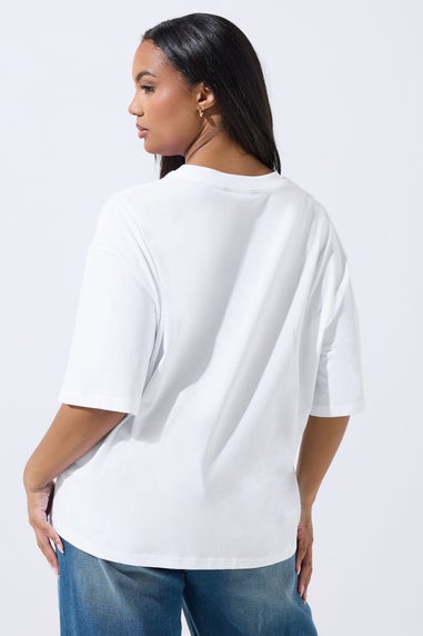 Yours Limited Curve White 'Break Up Makeup' Graphic T-Shirt