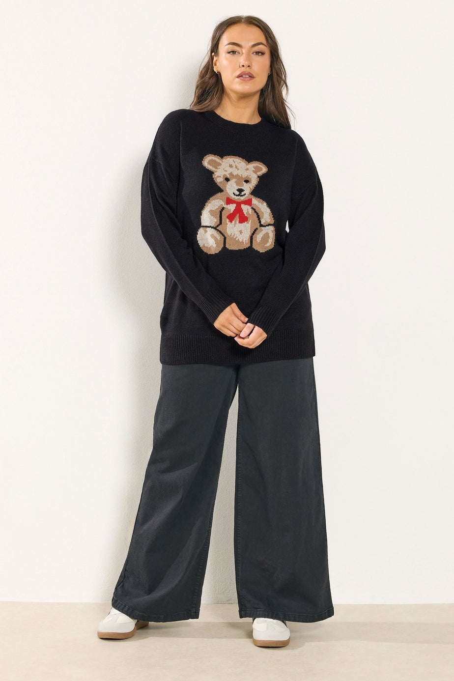 Yours Curve Black Teddy Knitted Jumper