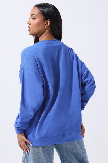 Yours Limited Curve Blue 'Wild' Leopard Graphic Sweatshirt