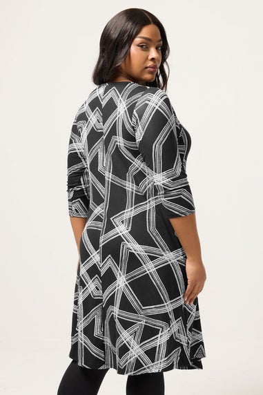 Yours Curve Black Abstract Pocket Dress