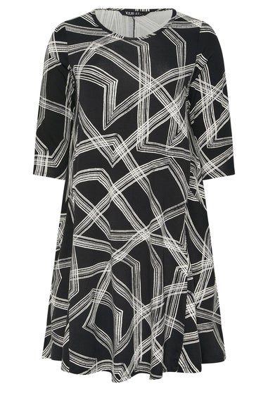 Yours Curve Black Abstract Pocket Dress