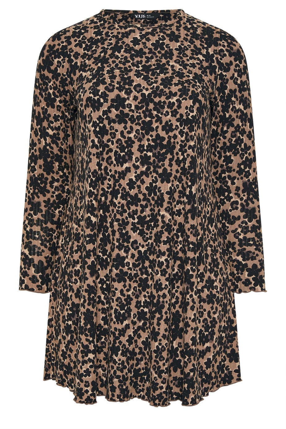 Yours Curve Brown Leopard Ribbed Tunic Top
